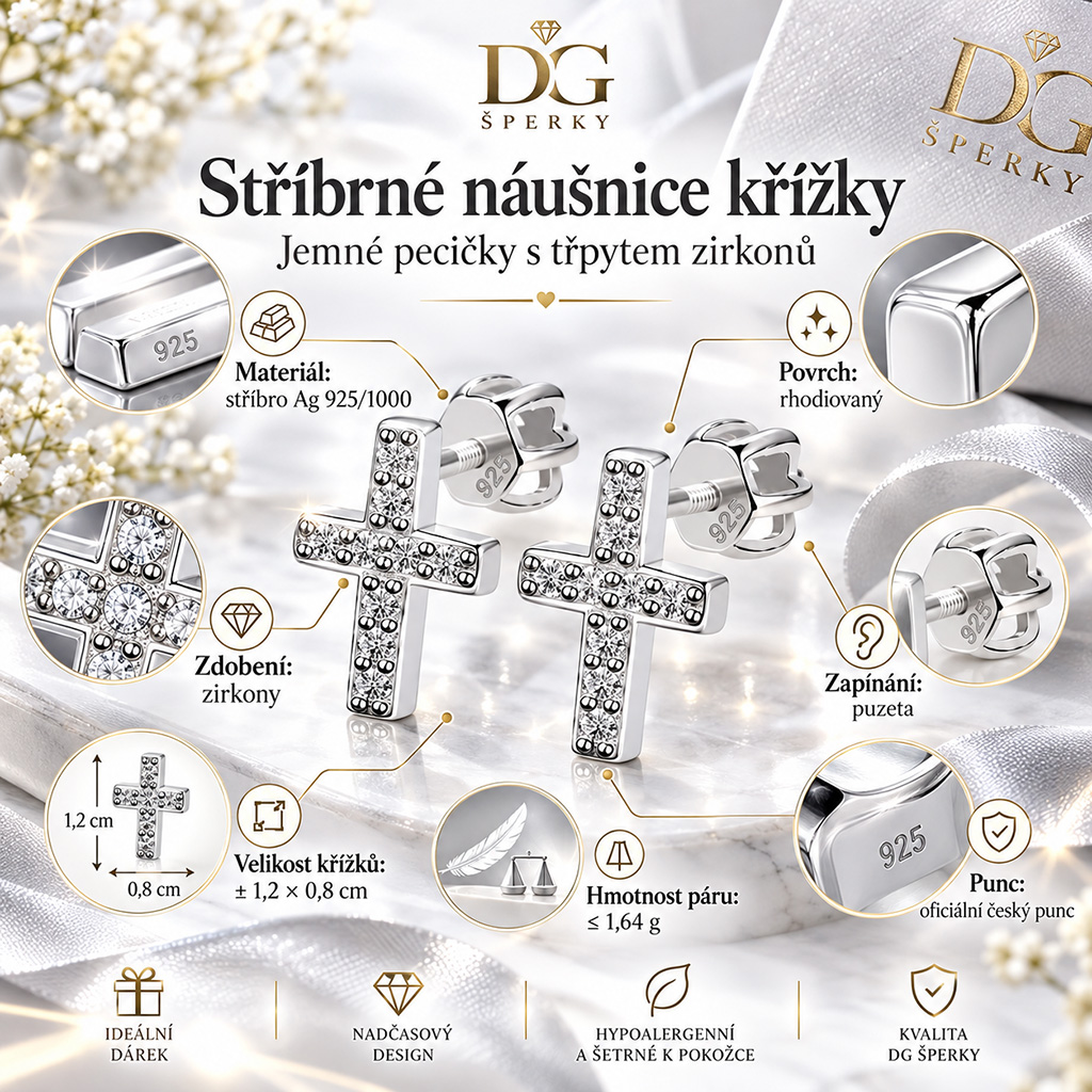 Stříbrné náušnice Fidelia (6)